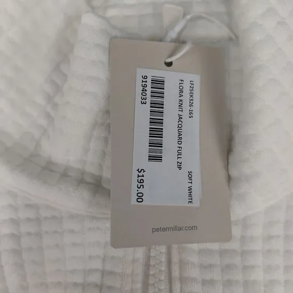 NEW Peter Millar Jacket Women L White Full Zip Flora Knit Jacquard Ryder Cup Top - Picture 8 of 16